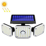 태양광 3헤드 회전 벽등 인체 감지 야외 방수 정원 가로등, 112 LED, 138 LED, 132 COB