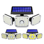 태양광 3헤드 회전 벽등 인체 감지 야외 방수 정원 가로등, 112 LED, 138 LED, 132 COB