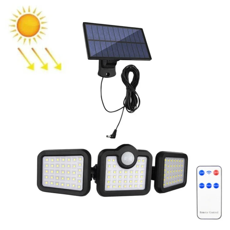 TG-TY075 태양광 3헤드 회전 벽등 인체 감지 야외 방수 정원등, 스타일:, 138 LED 분리형, 108 LED 분리형, 171 COB 분리형, 122 LED 분리형