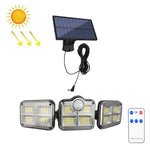 TG-TY075 태양광 3헤드 회전 벽등 인체 감지 야외 방수 정원등, 스타일:, 138 LED 분리형, 108 LED 분리형, 171 COB 분리형, 122 LED 분리형