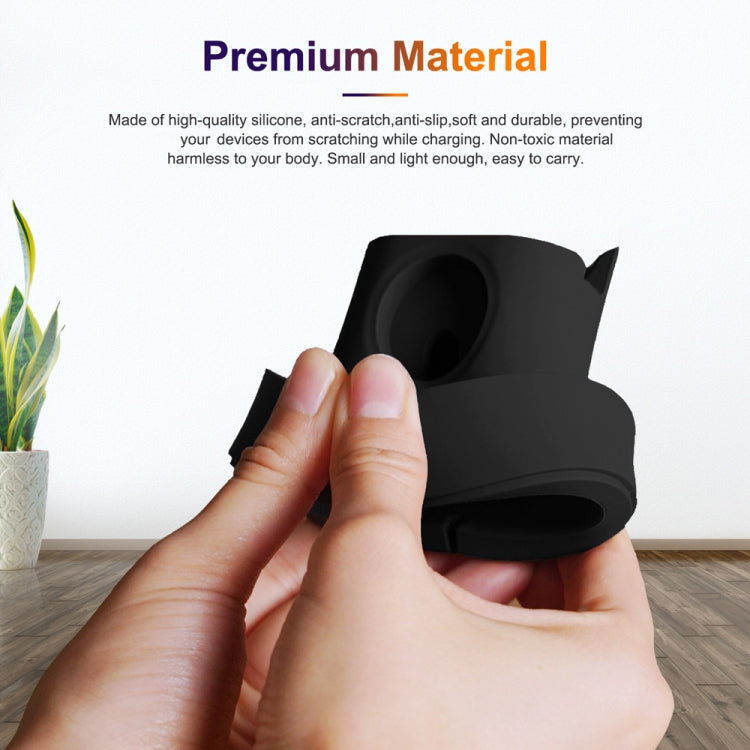 2-in-1 스마트워치 충전 거치대 데스크탑 실리콘 시계 충전 스탠드 Apple Watch용, 검정, 흰색, 분홍, 딥 블루, 회색