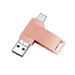 USB 3.0 + 8핀 + USB-C / 타입-C 3-in-1 휴대폰 컴퓨터 메탈 회전형 U-디스크, 32GB, 16GB, 64GB