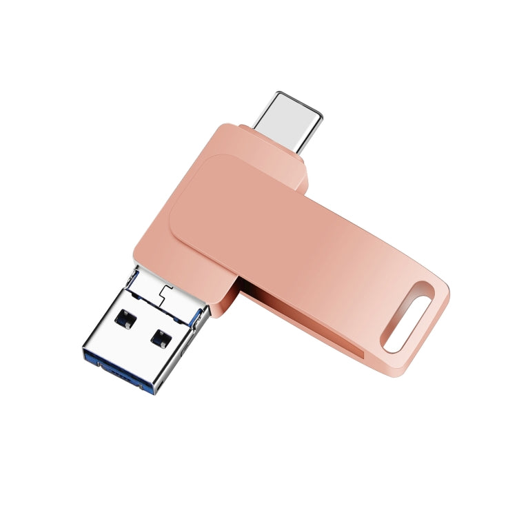 USB 3.0 + 8핀 + USB-C / 타입-C 3-in-1 휴대폰 컴퓨터 메탈 회전형 U-디스크, 32GB, 16GB, 64GB