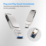 USB 3.0 + 8핀 + USB-C / 타입-C 3-in-1 휴대폰 컴퓨터 메탈 회전형 U-디스크, 32GB, 16GB, 64GB