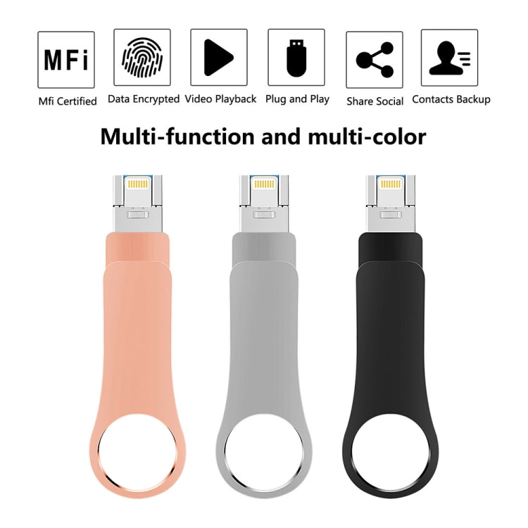 USB 3.0 + 8핀 + USB-C / 타입-C 3-in-1 모바일 컴퓨터 메탈 U-디스크, 8GB, 16GB, 32GB, 64GB