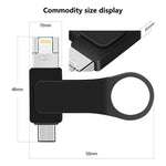 USB 3.0 + 8핀 + USB-C / 타입-C 3-in-1 모바일 컴퓨터 메탈 U-디스크, 8GB, 16GB, 32GB, 64GB