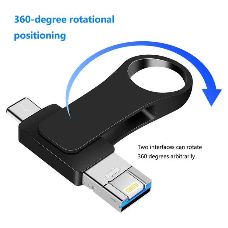 USB 3.0 + 8핀 + USB-C / 타입-C 3-in-1 모바일 컴퓨터 메탈 U-디스크, 8GB, 16GB, 32GB, 64GB