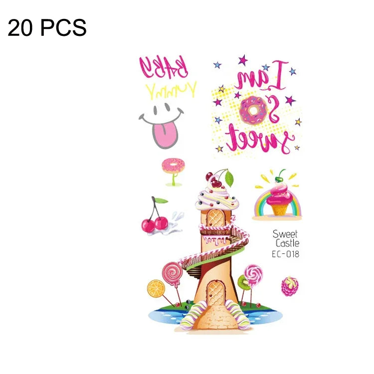 20개 방수 땀 방지 만화 어린이 타투 스티커, EC-013, EC-014, EC-018, EC-019, EC-020, EC-021, EC-022, EC-023, EC-024, EC-025, EC-028, EC-029, EC-030, EC-032, EC-035