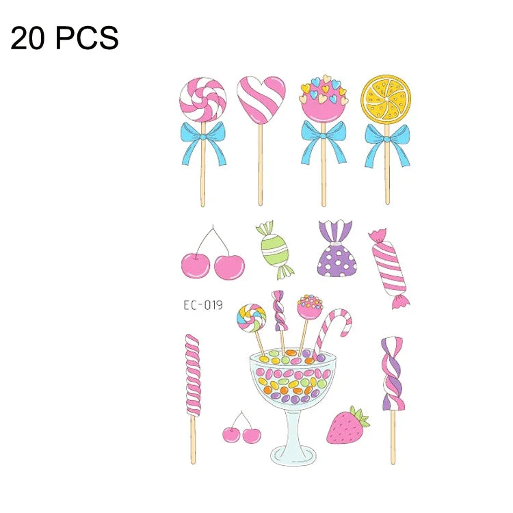20개 방수 땀 방지 만화 어린이 타투 스티커, EC-013, EC-014, EC-018, EC-019, EC-020, EC-021, EC-022, EC-023, EC-024, EC-025, EC-028, EC-029, EC-030, EC-032, EC-035