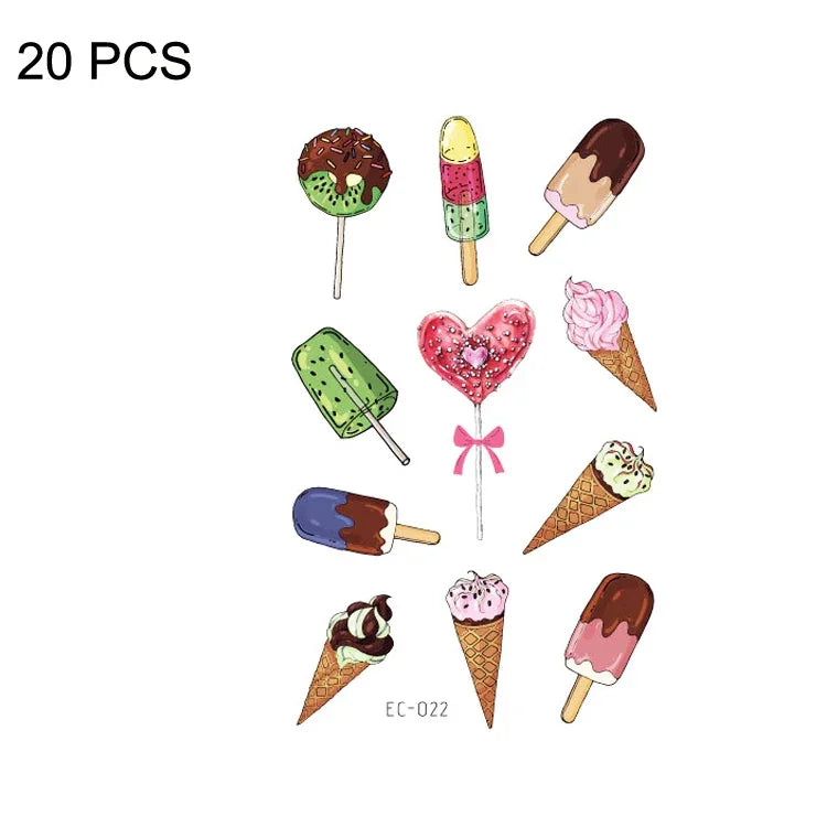 20개 방수 땀 방지 만화 어린이 타투 스티커, EC-013, EC-014, EC-018, EC-019, EC-020, EC-021, EC-022, EC-023, EC-024, EC-025, EC-028, EC-029, EC-030, EC-032, EC-035