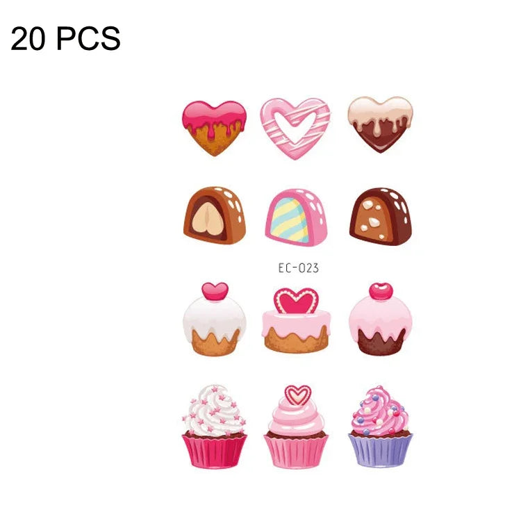 20개 방수 땀 방지 만화 어린이 타투 스티커, EC-013, EC-014, EC-018, EC-019, EC-020, EC-021, EC-022, EC-023, EC-024, EC-025, EC-028, EC-029, EC-030, EC-032, EC-035