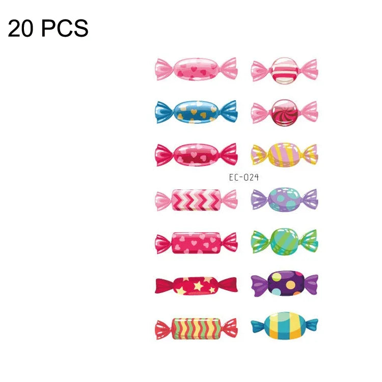 20개 방수 땀 방지 만화 어린이 타투 스티커, EC-013, EC-014, EC-018, EC-019, EC-020, EC-021, EC-022, EC-023, EC-024, EC-025, EC-028, EC-029, EC-030, EC-032, EC-035