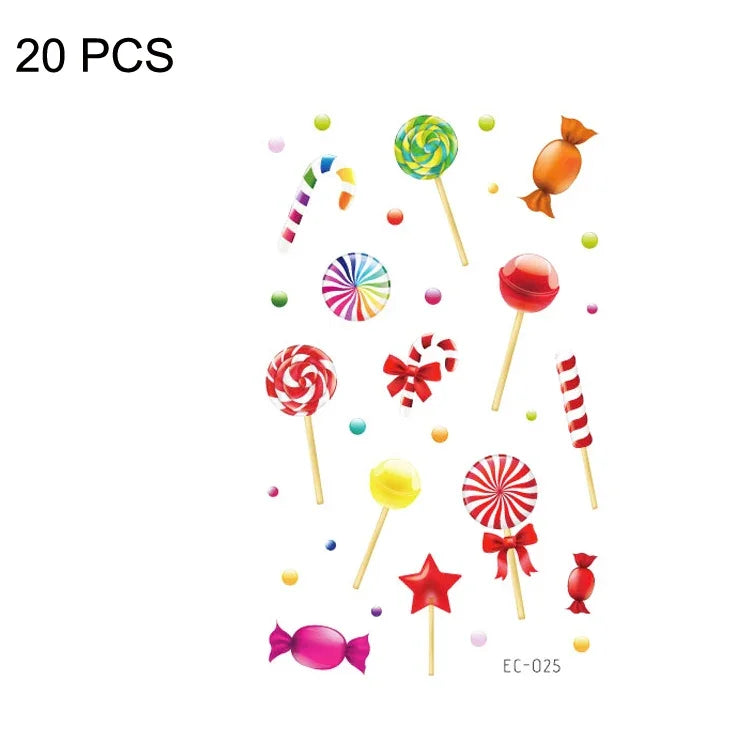 20개 방수 땀 방지 만화 어린이 타투 스티커, EC-013, EC-014, EC-018, EC-019, EC-020, EC-021, EC-022, EC-023, EC-024, EC-025, EC-028, EC-029, EC-030, EC-032, EC-035
