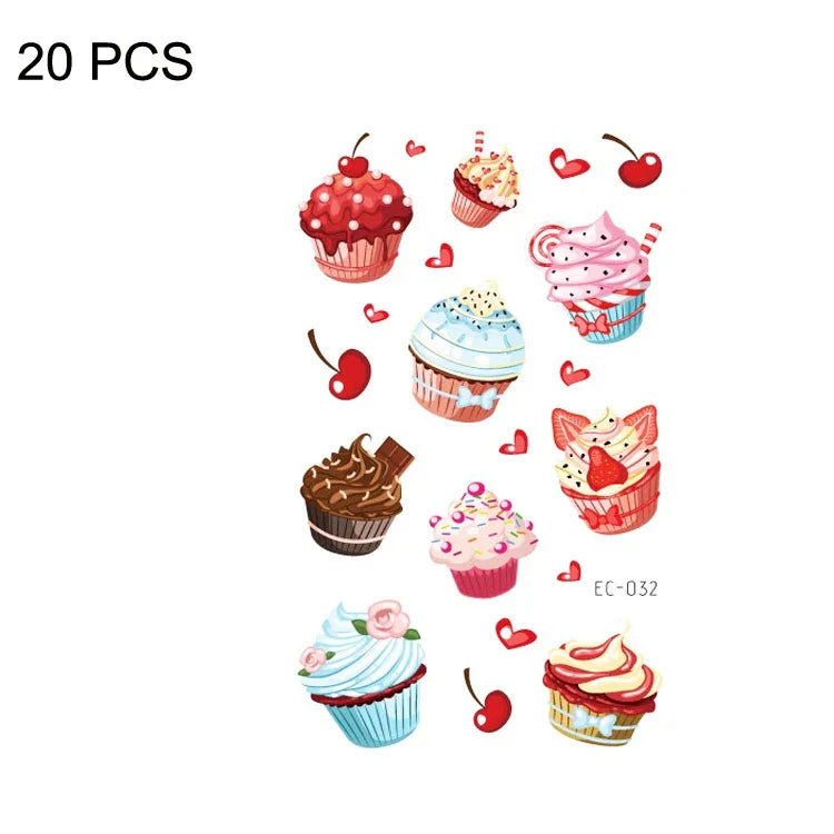 20개 방수 땀 방지 만화 어린이 타투 스티커, EC-013, EC-014, EC-018, EC-019, EC-020, EC-021, EC-022, EC-023, EC-024, EC-025, EC-028, EC-029, EC-030, EC-032, EC-035