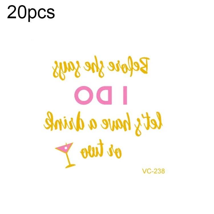 20개 방수 총각 파티 핫스탬핑 결혼식 신부 타투 스티커, VC-204, VC-205, VC-206, VC-207, VC-208, VC-209, VC-210, VC-211, VC-212, VC-213, VC-214, VC-215, VC-216, VC-217, VC-218, VC-227, VC-228, VC-229, VC-230, VC-231, VC-232, VC-233