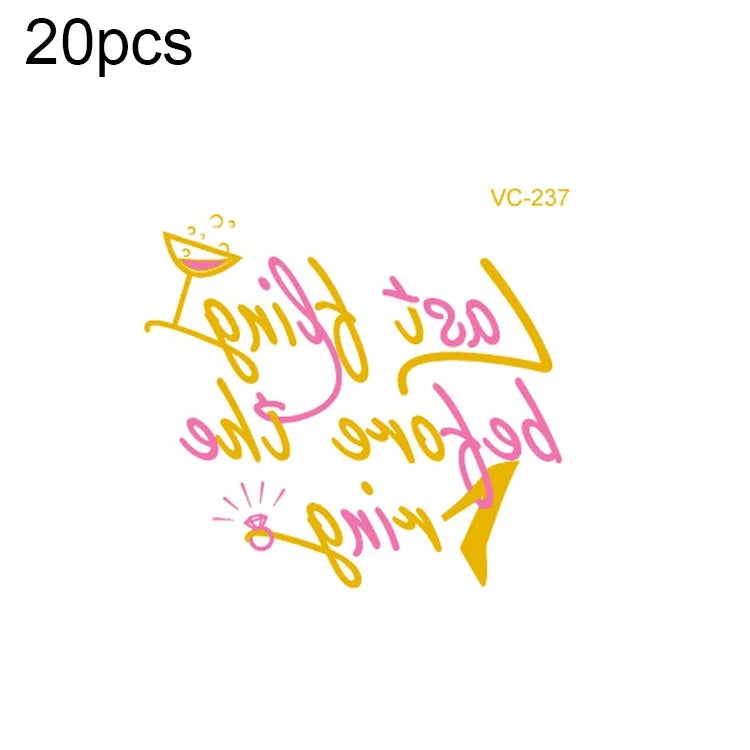 20개 방수 총각 파티 핫스탬핑 결혼식 신부 타투 스티커, VC-204, VC-205, VC-206, VC-207, VC-208, VC-209, VC-210, VC-211, VC-212, VC-213, VC-214, VC-215, VC-216, VC-217, VC-218, VC-227, VC-228, VC-229, VC-230, VC-231, VC-232, VC-233