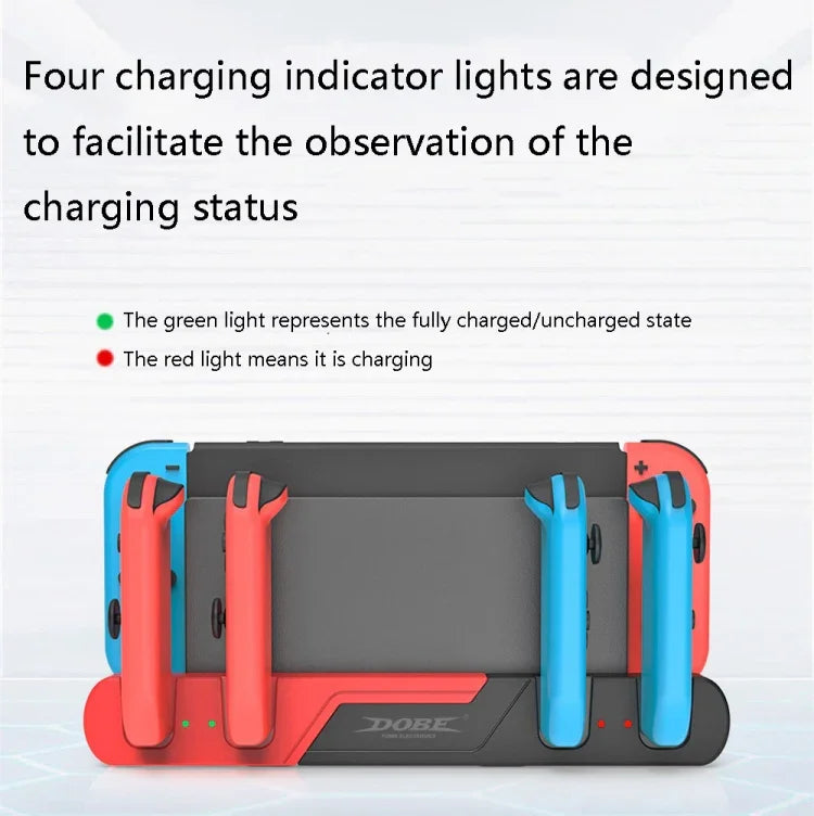 DOBE TNS-0122 4 In 1 Gamepad Charging Dock For Switch OLED, TNS-0122 Red Black, TNS-0122 White Black