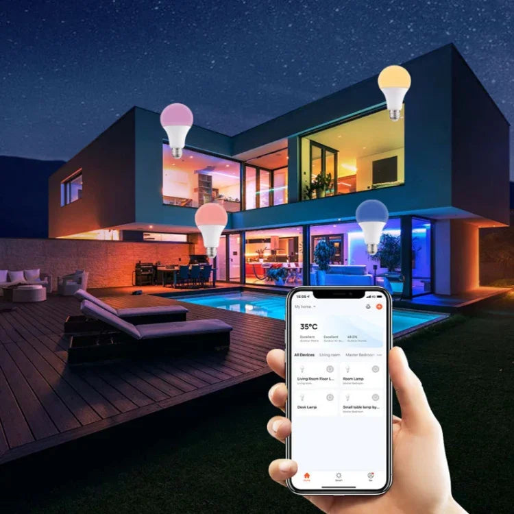 2개 Tuya TY-10W RGB+CCT 블루투스 휴대폰 제어 스마트 LED 전구 볼
