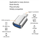 10개 USB 3.0 암컷 to USB-C / 타입-C 수컷 OTG 어댑터, 10개 무지시기
