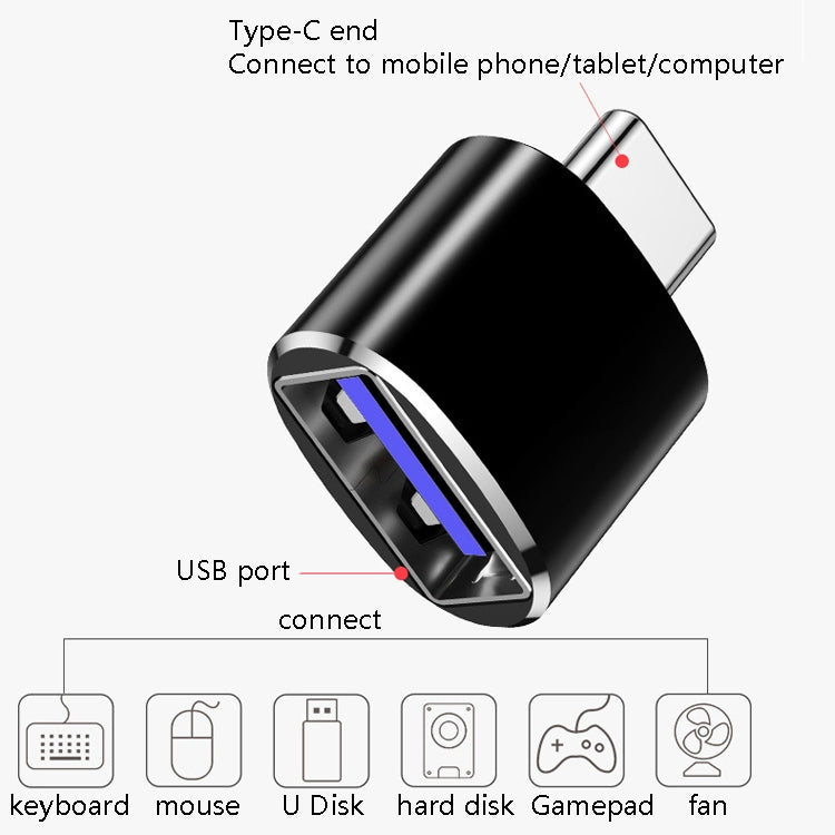10개 USB 3.0 암컷 to USB-C / 타입-C 수컷 OTG 어댑터, 10개 무지시기