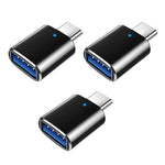 3개 USB 3.0 암컷 to USB-C / 타입-C 수컷 OTG 어댑터 인디케이터 라이트 포함, 3개 인디케이터 포함