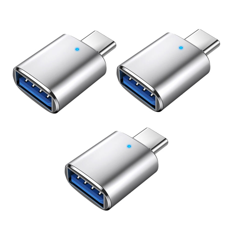 3개 USB 3.0 암컷 to USB-C / 타입-C 수컷 OTG 어댑터 인디케이터 라이트 포함, 3개 인디케이터 포함