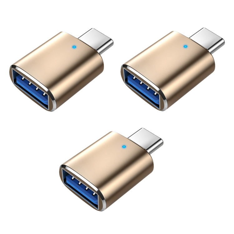 3개 USB 3.0 암컷 to USB-C / 타입-C 수컷 OTG 어댑터 인디케이터 라이트 포함, 3개 인디케이터 포함