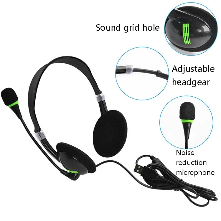 USB440 Universal USB Computer Cable Head Wearable Electricity Music Voice Headphones