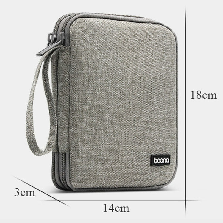 Baona BN-D004 이중층 데이터 케이블 수납 가방 디지털 액세서리 정리 가방, 그레이, 블랙