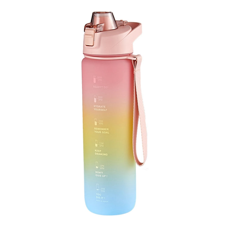 1000ml 대용량 그라데이션 색상 플라스틱 스포츠 물컵, 체리 핑크, 하늘색, 은회색