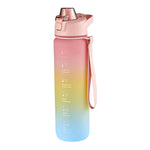 1000ml 대용량 그라데이션 색상 플라스틱 스포츠 물컵, 체리 핑크, 하늘색, 은회색