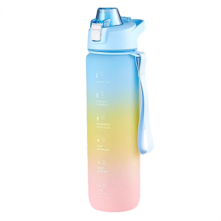 1000ml 대용량 그라데이션 색상 플라스틱 스포츠 물컵, 체리 핑크, 하늘색, 은회색