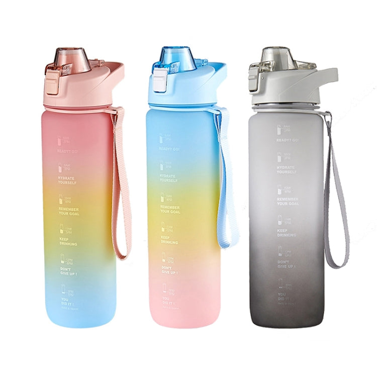 1000ml 대용량 그라데이션 색상 플라스틱 스포츠 물컵, 체리 핑크, 하늘색, 은회색
