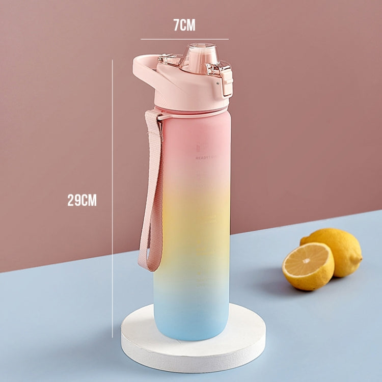 1000ml 대용량 그라데이션 색상 플라스틱 스포츠 물컵, 체리 핑크, 하늘색, 은회색