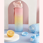 1000ml 대용량 그라데이션 색상 플라스틱 스포츠 물컵, 체리 핑크, 하늘색, 은회색