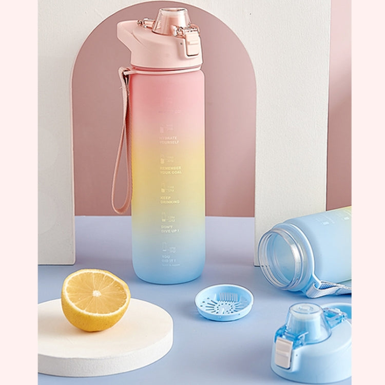 1000ml 대용량 그라데이션 색상 플라스틱 스포츠 물컵, 체리 핑크, 하늘색, 은회색