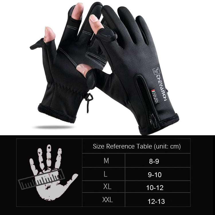야외 스포츠 라이딩 따뜻한 장갑 터치 스크린 핑거리스 낚시 장갑, M, L, XL, XXL