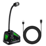 MI520 데스크탑 컴퓨터 구즈넥 콘덴서 마이크, USB 버전 RGB 숨쉬기 램프 포함