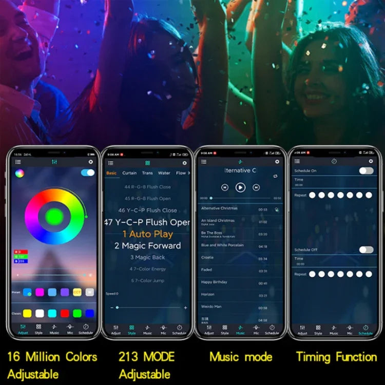 2.4G 리모컨 LED 심포니 마키 라이트 스트립, 길이:, 2m 28 LED, 3m 42 LED, 4m 56 LED, 5m 70 LED, 7.5m 105 LED, 10m 140 LED