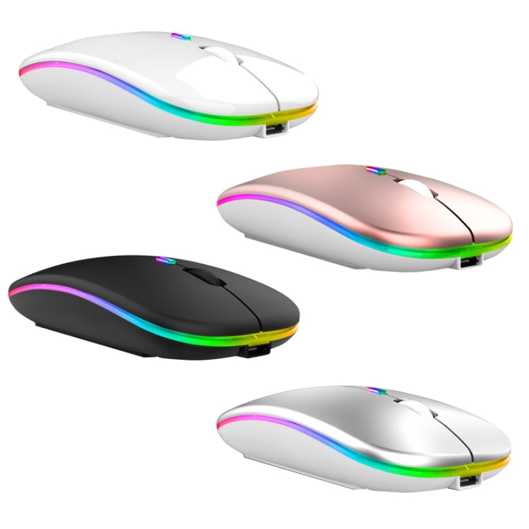C7002 2400DPI 4키 컬러풀 발광 무선 마우스, 2.4G 화이트, 2.4G 로즈 골드, 2.4G 블랙, 2.4G 실버 그레이, 듀얼 모드 화이트, 듀얼 모드 블랙, 듀얼 모드 실버, 듀얼 모드 골드