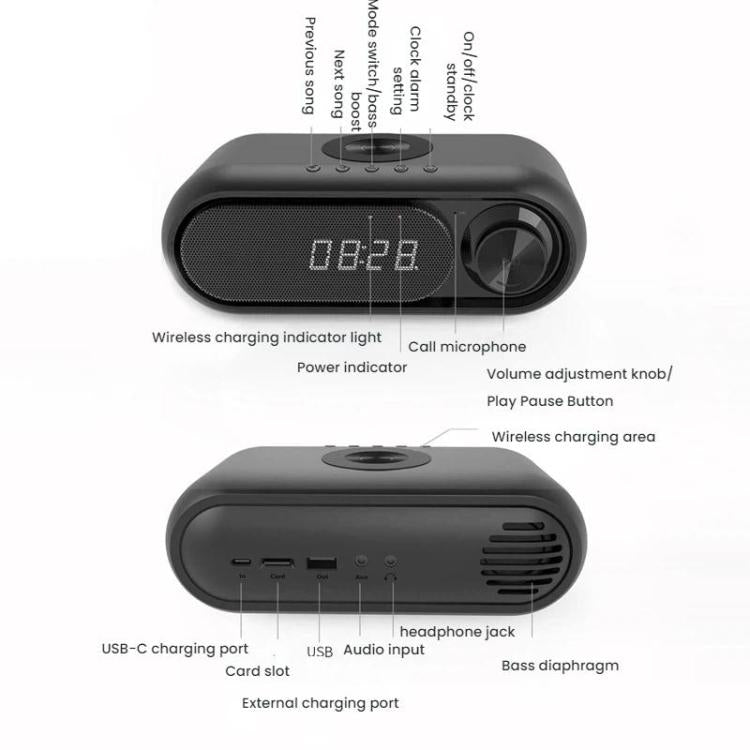 무선 충전 블루투스 스피커 데스크탑 LED 시계