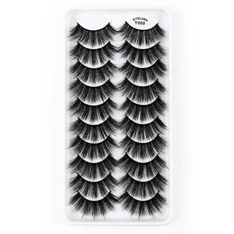 10쌍 3D 캣 아이 인조 속눈썹 자연스럽게 두껍고 풍성한 속눈썹, Y600, Y601, Y602, Y603, Y604, Y605, Y606, Y607, Y608, Y609