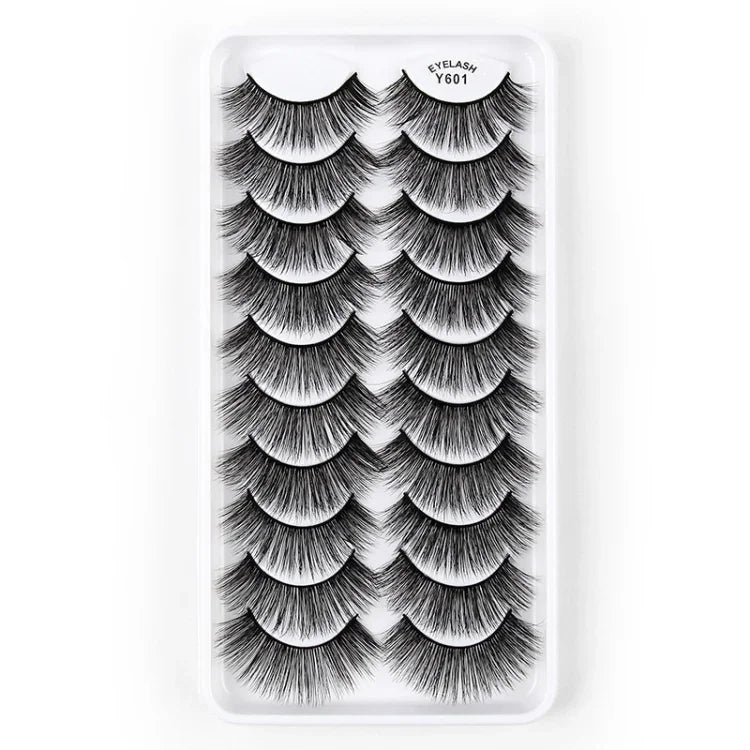 10쌍 3D 캣 아이 인조 속눈썹 자연스럽게 두껍고 풍성한 속눈썹, Y600, Y601, Y602, Y603, Y604, Y605, Y606, Y607, Y608, Y609