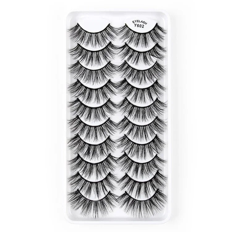 10쌍 3D 캣 아이 인조 속눈썹 자연스럽게 두껍고 풍성한 속눈썹, Y600, Y601, Y602, Y603, Y604, Y605, Y606, Y607, Y608, Y609