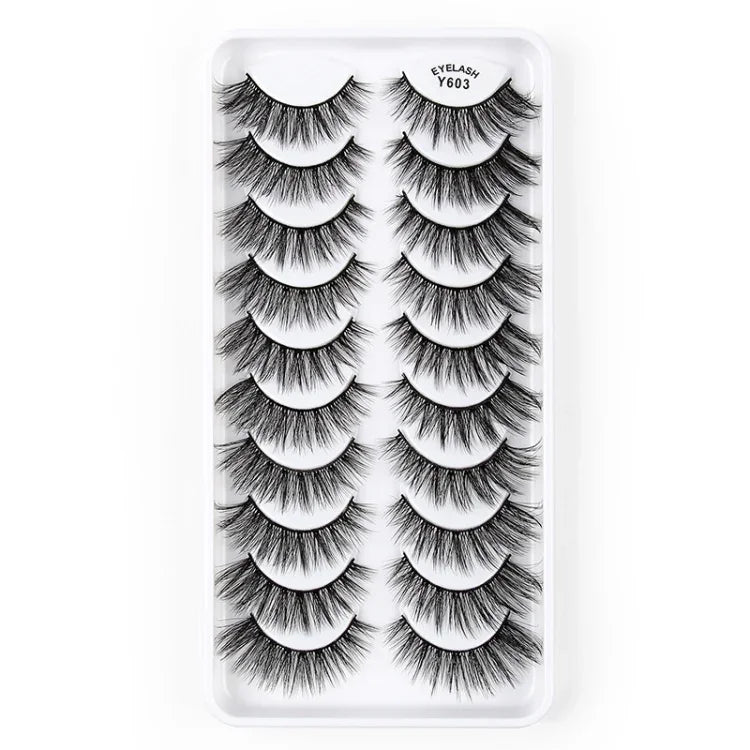 10쌍 3D 캣 아이 인조 속눈썹 자연스럽게 두껍고 풍성한 속눈썹, Y600, Y601, Y602, Y603, Y604, Y605, Y606, Y607, Y608, Y609