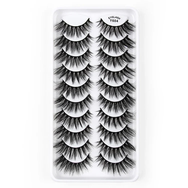 10쌍 3D 캣 아이 인조 속눈썹 자연스럽게 두껍고 풍성한 속눈썹, Y600, Y601, Y602, Y603, Y604, Y605, Y606, Y607, Y608, Y609