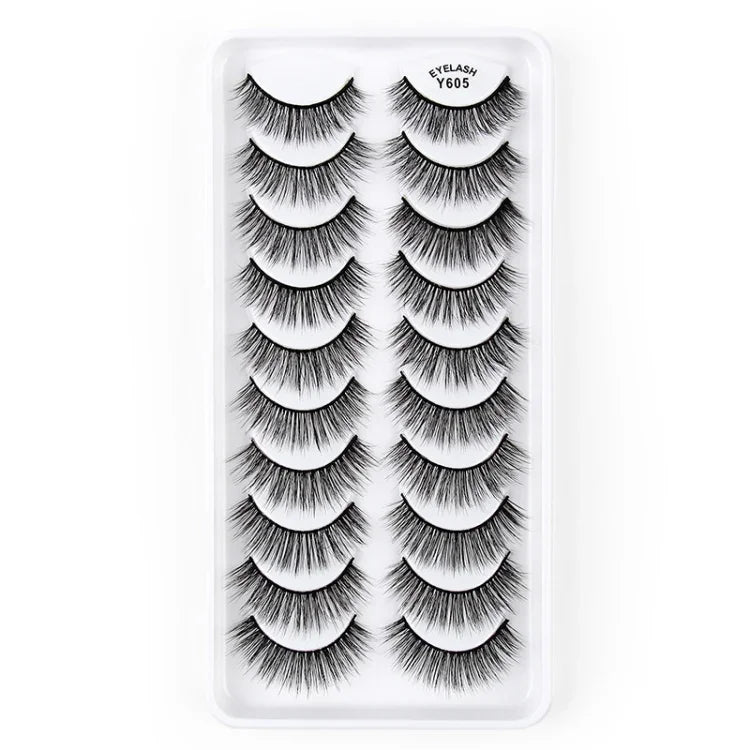 10쌍 3D 캣 아이 인조 속눈썹 자연스럽게 두껍고 풍성한 속눈썹, Y600, Y601, Y602, Y603, Y604, Y605, Y606, Y607, Y608, Y609