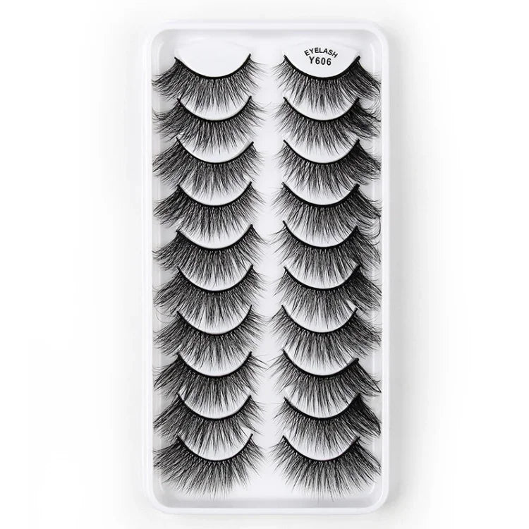 10쌍 3D 캣 아이 인조 속눈썹 자연스럽게 두껍고 풍성한 속눈썹, Y600, Y601, Y602, Y603, Y604, Y605, Y606, Y607, Y608, Y609
