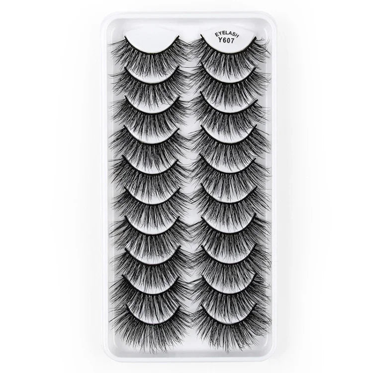 10쌍 3D 캣 아이 인조 속눈썹 자연스럽게 두껍고 풍성한 속눈썹, Y600, Y601, Y602, Y603, Y604, Y605, Y606, Y607, Y608, Y609