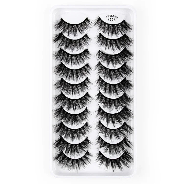 10쌍 3D 캣 아이 인조 속눈썹 자연스럽게 두껍고 풍성한 속눈썹, Y600, Y601, Y602, Y603, Y604, Y605, Y606, Y607, Y608, Y609